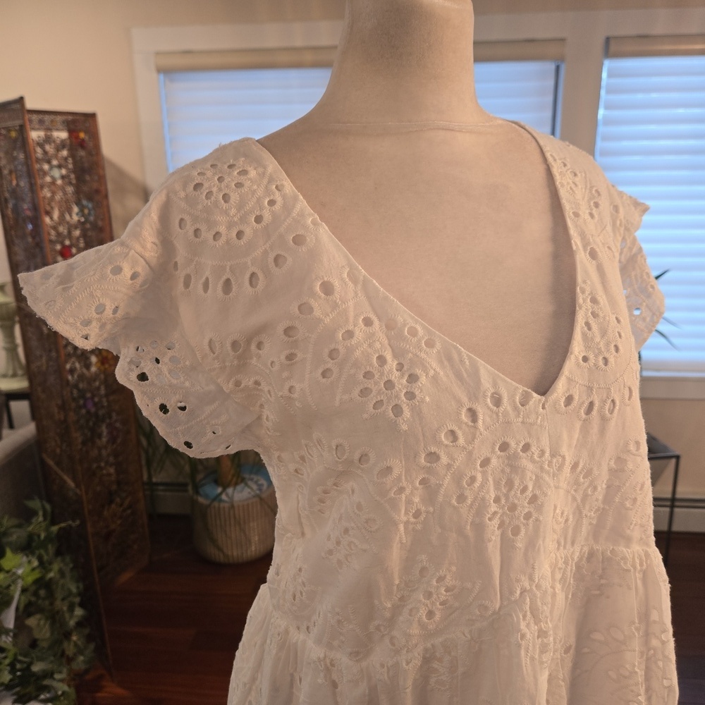 Amaryllis x Dani Austin White Cotton Eyelet Keyhole Balletcore Fairy Dress 1X - Picture 5 of 15